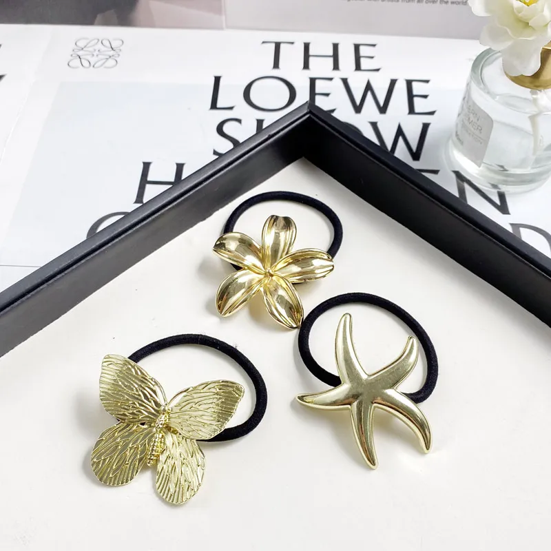 Fashion Alloy Hair Rope Starfish Butterfly Head Rope Barrettes Simple Temperament Hair Ring Headdress Female display picture 1
