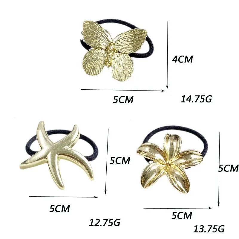Fashion Alloy Hair Rope Starfish Butterfly Head Rope Barrettes Simple Temperament Hair Ring Headdress Female display picture 2