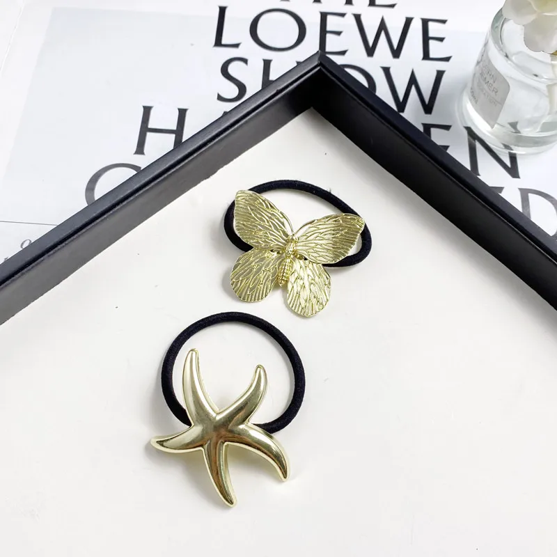 Fashion Alloy Hair Rope Starfish Butterfly Head Rope Barrettes Simple Temperament Hair Ring Headdress Female display picture 5