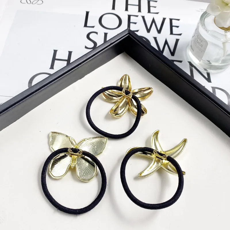 Fashion Alloy Hair Rope Starfish Butterfly Head Rope Barrettes Simple Temperament Hair Ring Headdress Female display picture 6