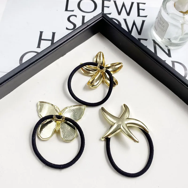 Fashion Alloy Hair Rope Starfish Butterfly Head Rope Barrettes Simple Temperament Hair Ring Headdress Female display picture 7