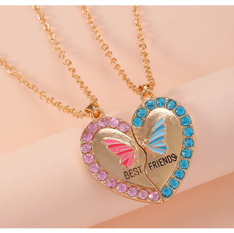Purple Ornament Good Friend Necklace Best Friends Butterfly Necklace Creative Children Friendship  Hot Sale display picture 3