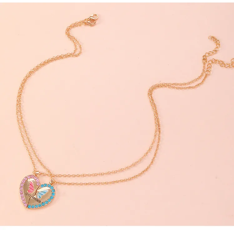 Purple Ornament Good Friend Necklace Best Friends Butterfly Necklace Creative Children Friendship  Hot Sale display picture 4