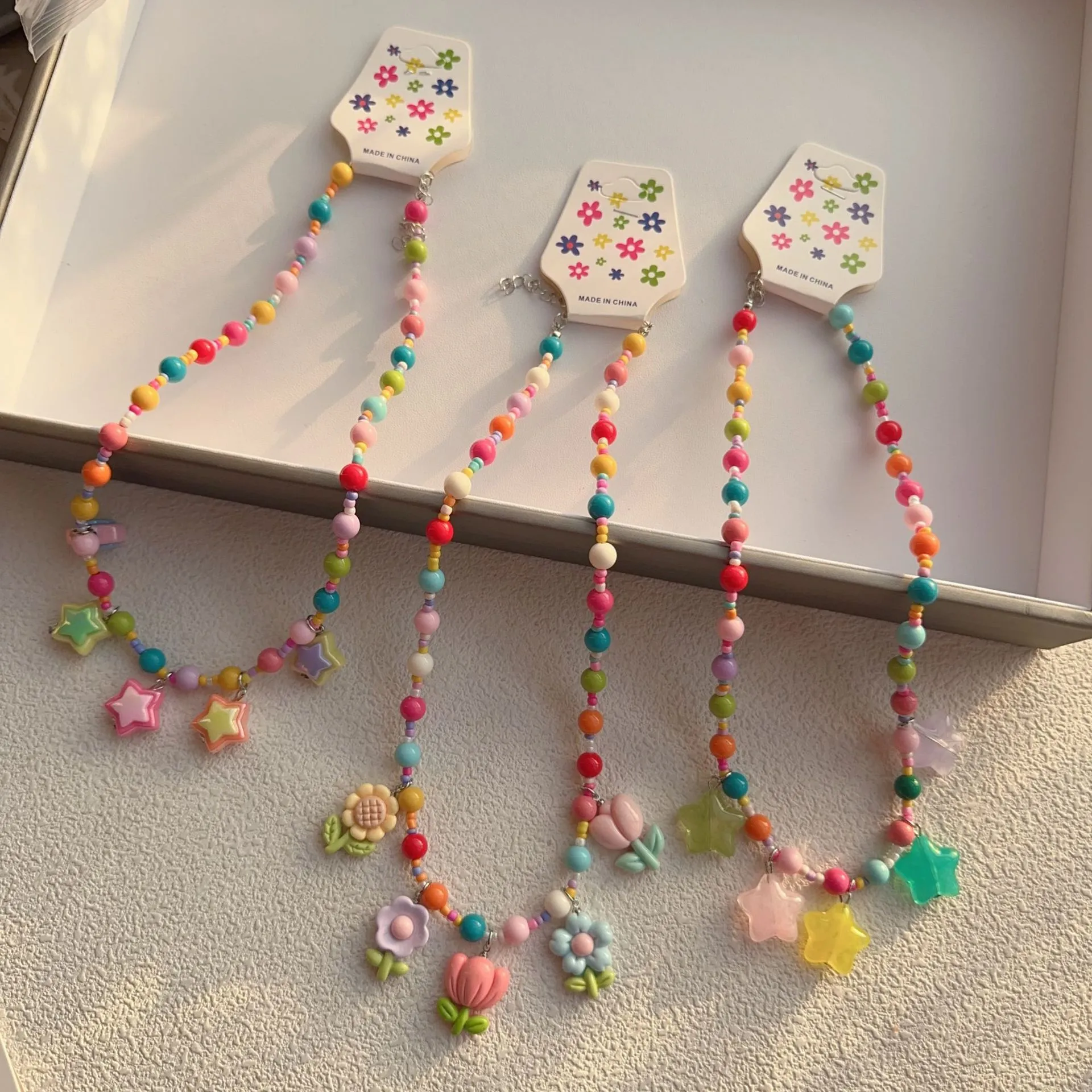 New New Style Colorful Beaded XINGX Small Flower Bear Necklace Cute Children Cartoon Beads Of Necklace Necklace Necklace display picture 4