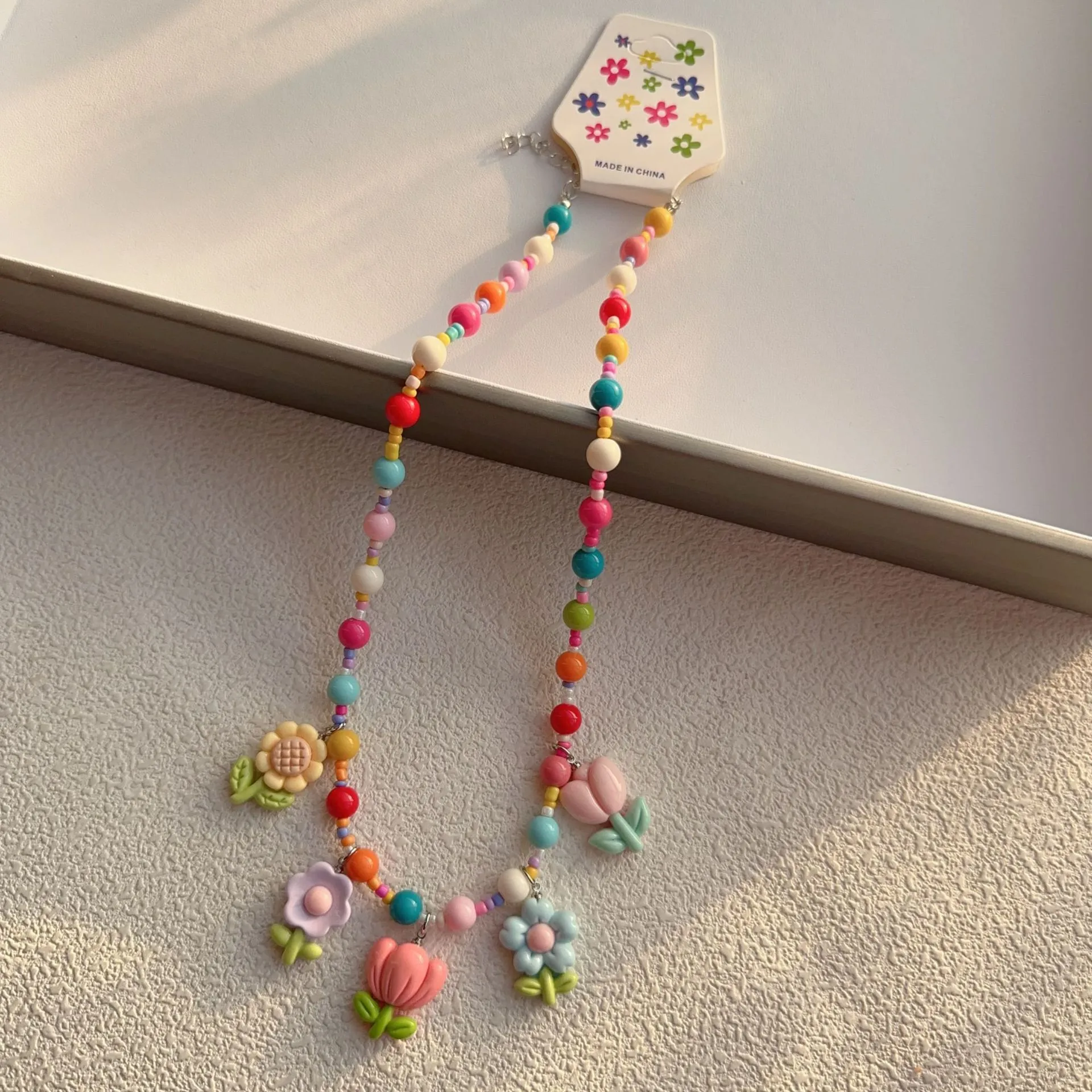 New New Style Colorful Beaded XINGX Small Flower Bear Necklace Cute Children Cartoon Beads Of Necklace Necklace Necklace display picture 5
