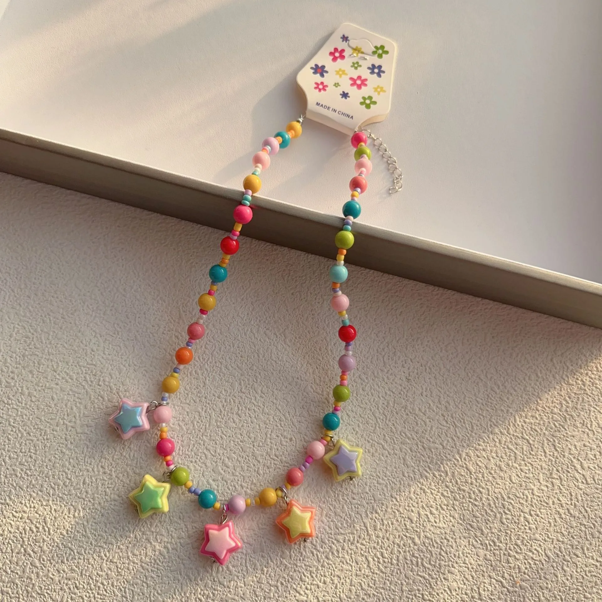 New New Style Colorful Beaded XINGX Small Flower Bear Necklace Cute Children Cartoon Beads Of Necklace Necklace Necklace display picture 6