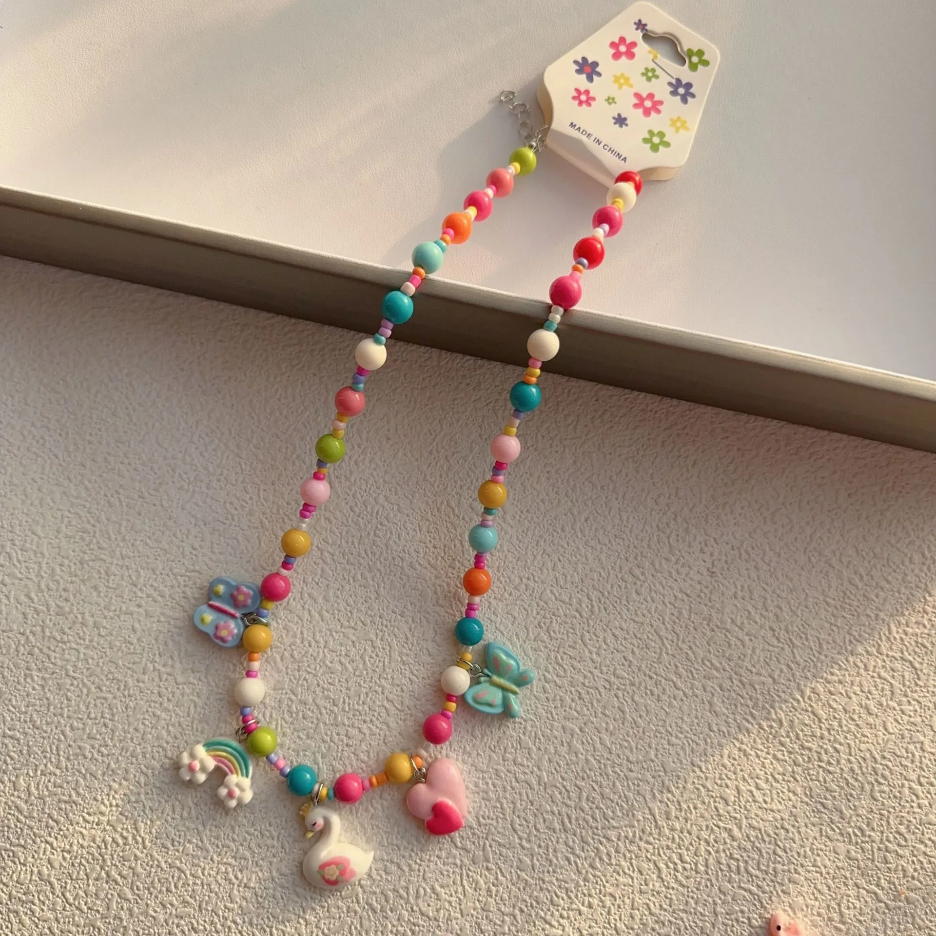 New New Style Colorful Beaded XINGX Small Flower Bear Necklace Cute Children Cartoon Beads Of Necklace Necklace Necklace display picture 8