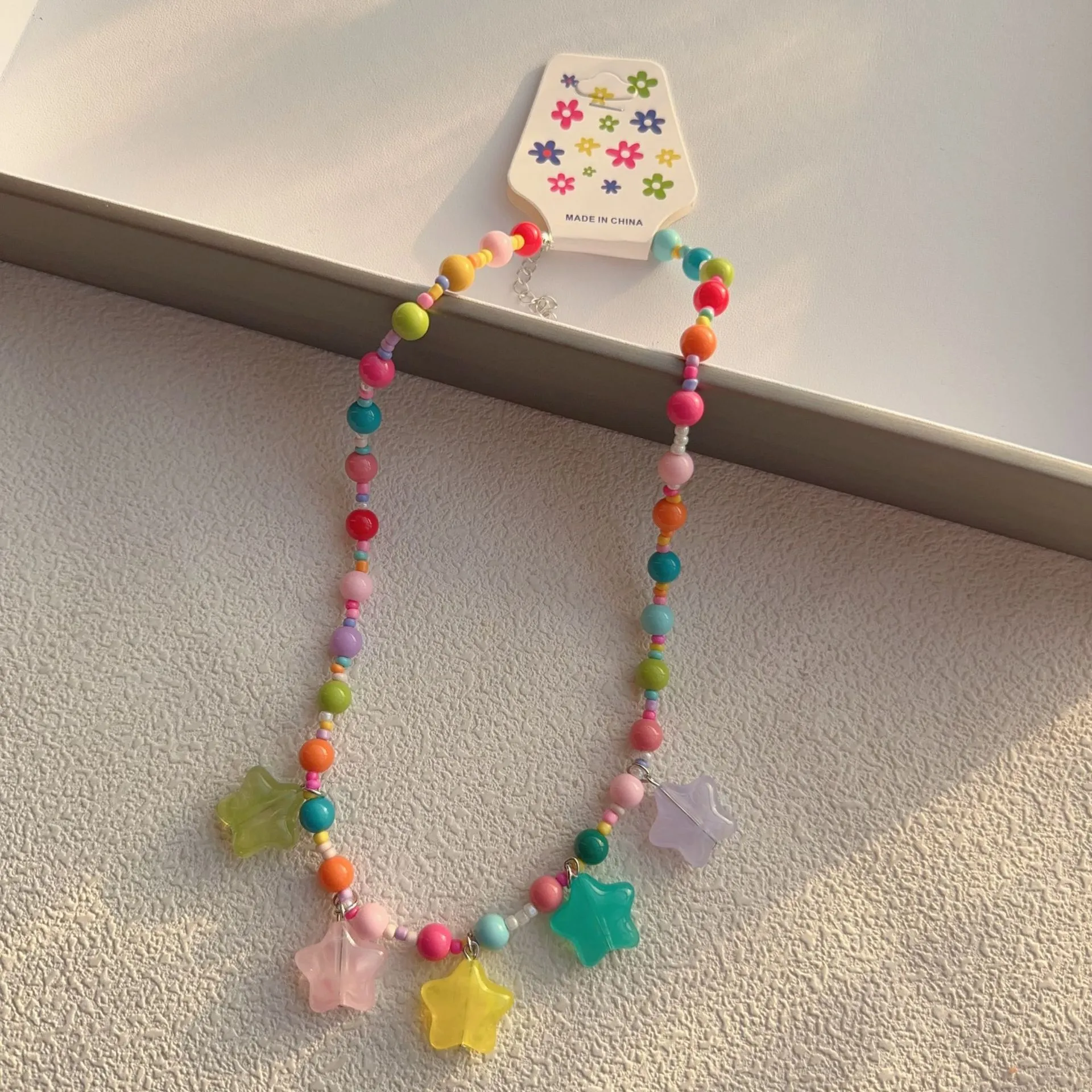 New New Style Colorful Beaded XINGX Small Flower Bear Necklace Cute Children Cartoon Beads Of Necklace Necklace Necklace display picture 9
