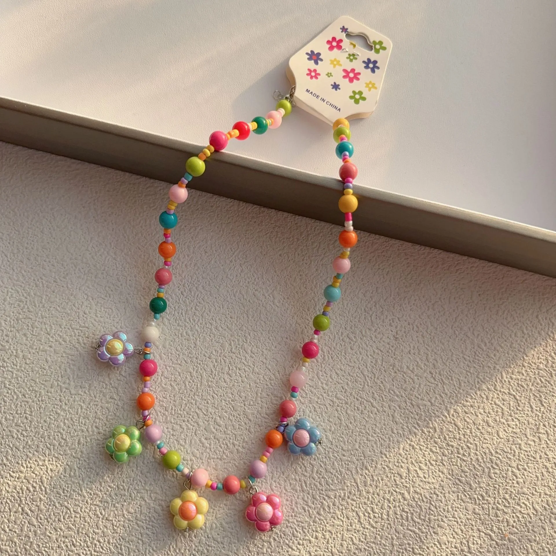 New New Style Colorful Beaded XINGX Small Flower Bear Necklace Cute Children Cartoon Beads Of Necklace Necklace Necklace display picture 11