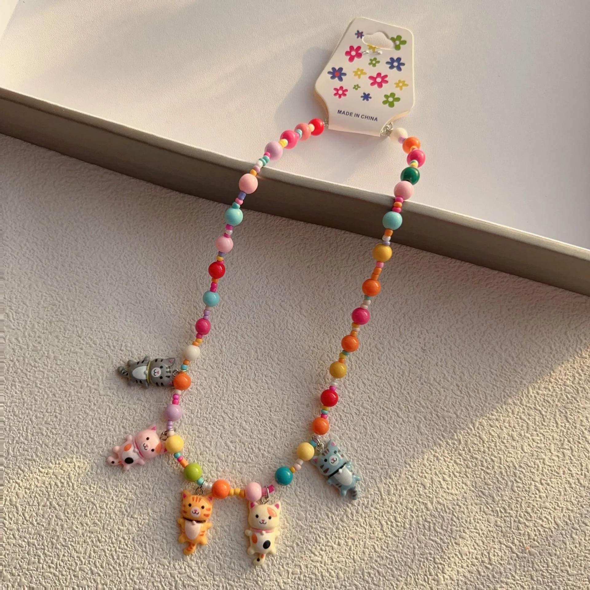 New New Style Colorful Beaded XINGX Small Flower Bear Necklace Cute Children Cartoon Beads Of Necklace Necklace Necklace display picture 12