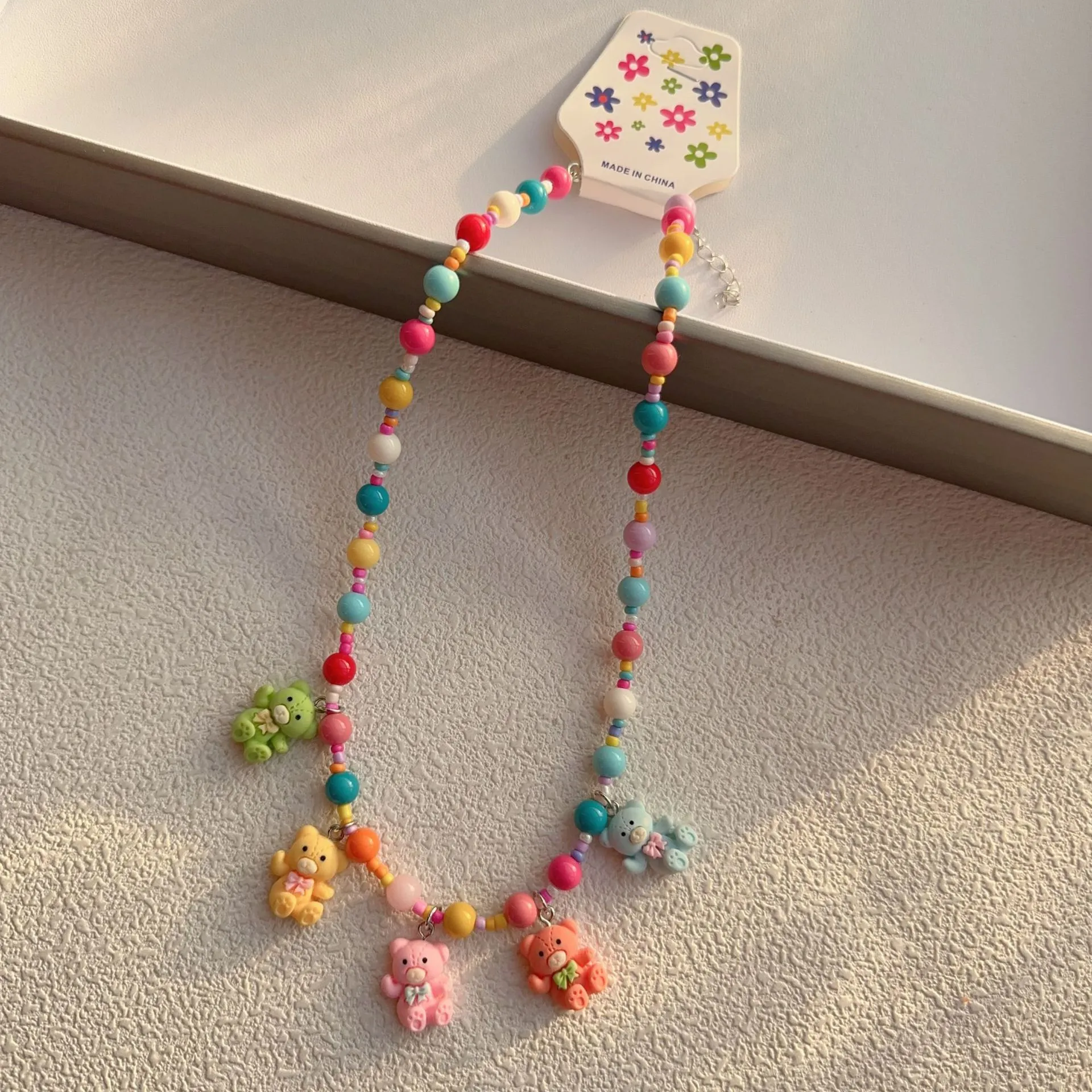 New New Style Colorful Beaded XINGX Small Flower Bear Necklace Cute Children Cartoon Beads Of Necklace Necklace Necklace display picture 13
