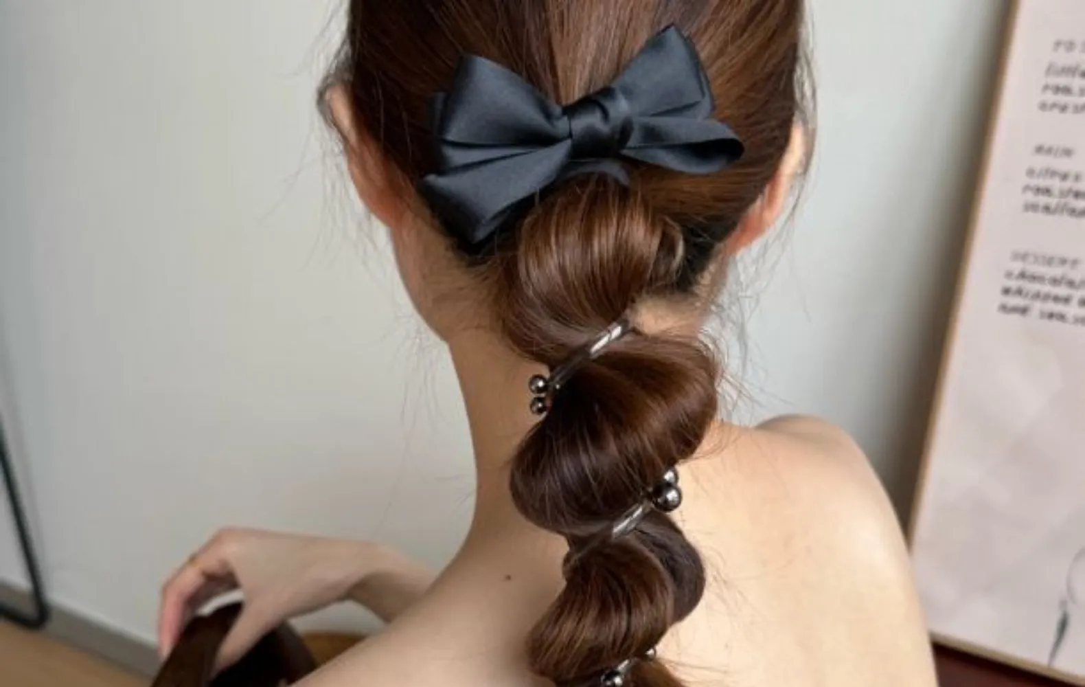 Bow Beads Phone Line Hair Ring Female 2024 New Bubble Braid Twist Braid Head Rope Ponytail Hair Band display picture 5