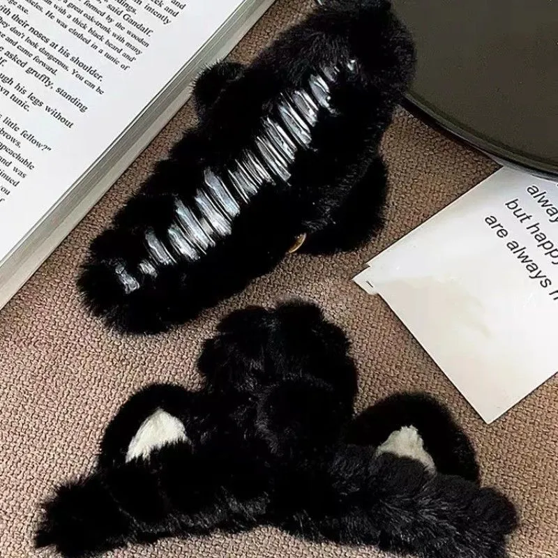 Chaton En Peluche Grip Femmes Automne Et Hiver Grand Requin  Ancien Rouge  Nouveau Updo Pince À Cheveux Carte De Cheveux Coiffe display picture 4