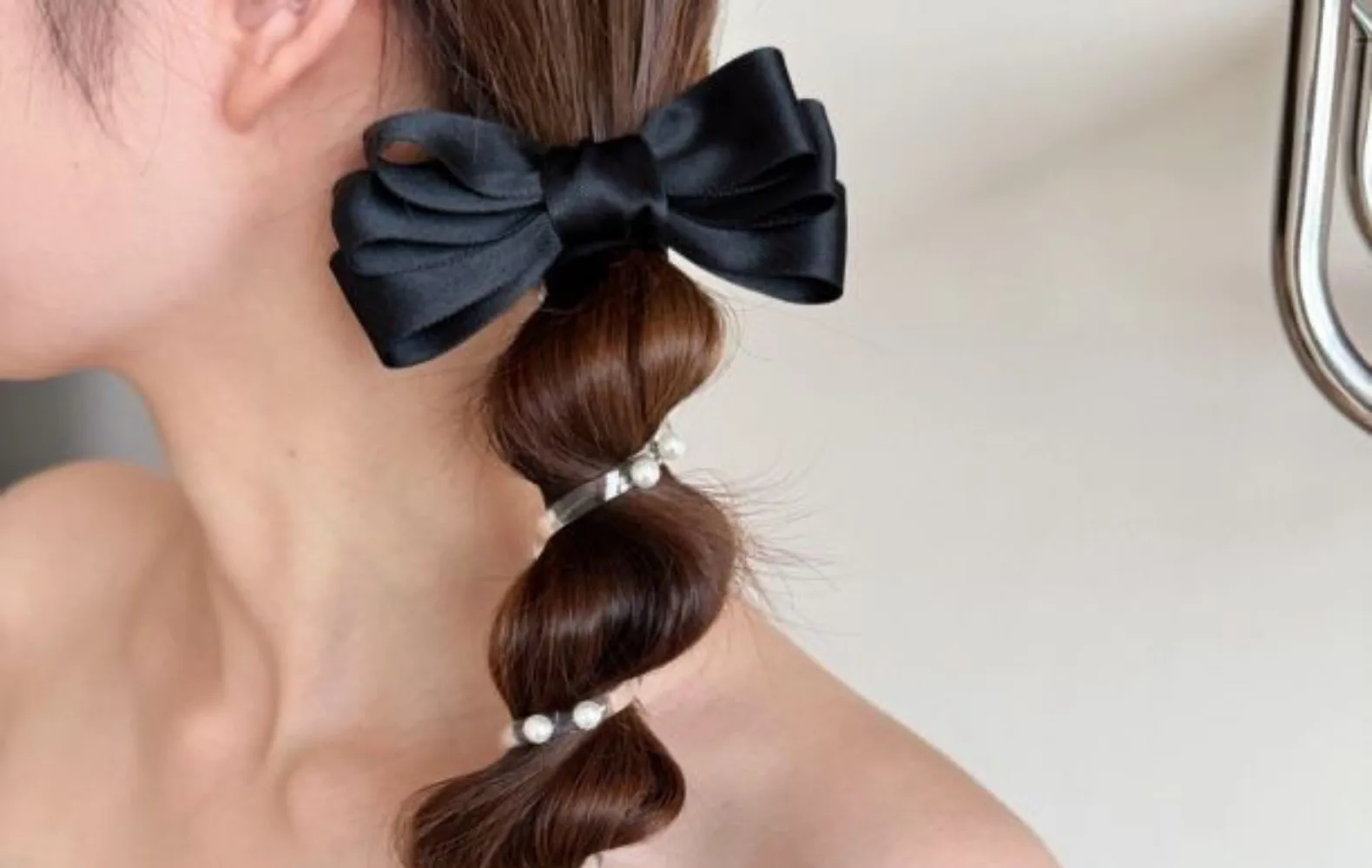 Bow Beads Phone Line Hair Ring Female 2024 New Bubble Braid Twist Braid Head Rope Ponytail Hair Band display picture 9