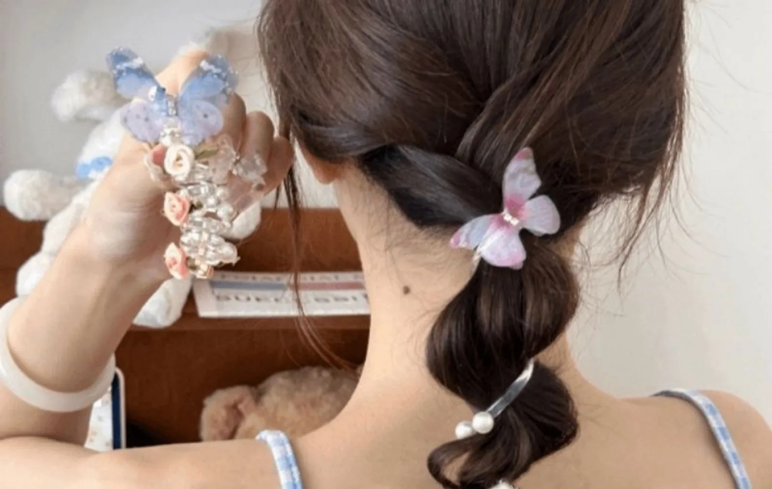 Sweet Butterfly Rose Phone Line Hair Ring Baby Horse Tail Artifact Hair Rope Girl Hair Tie Little Girl Headdress display picture 12