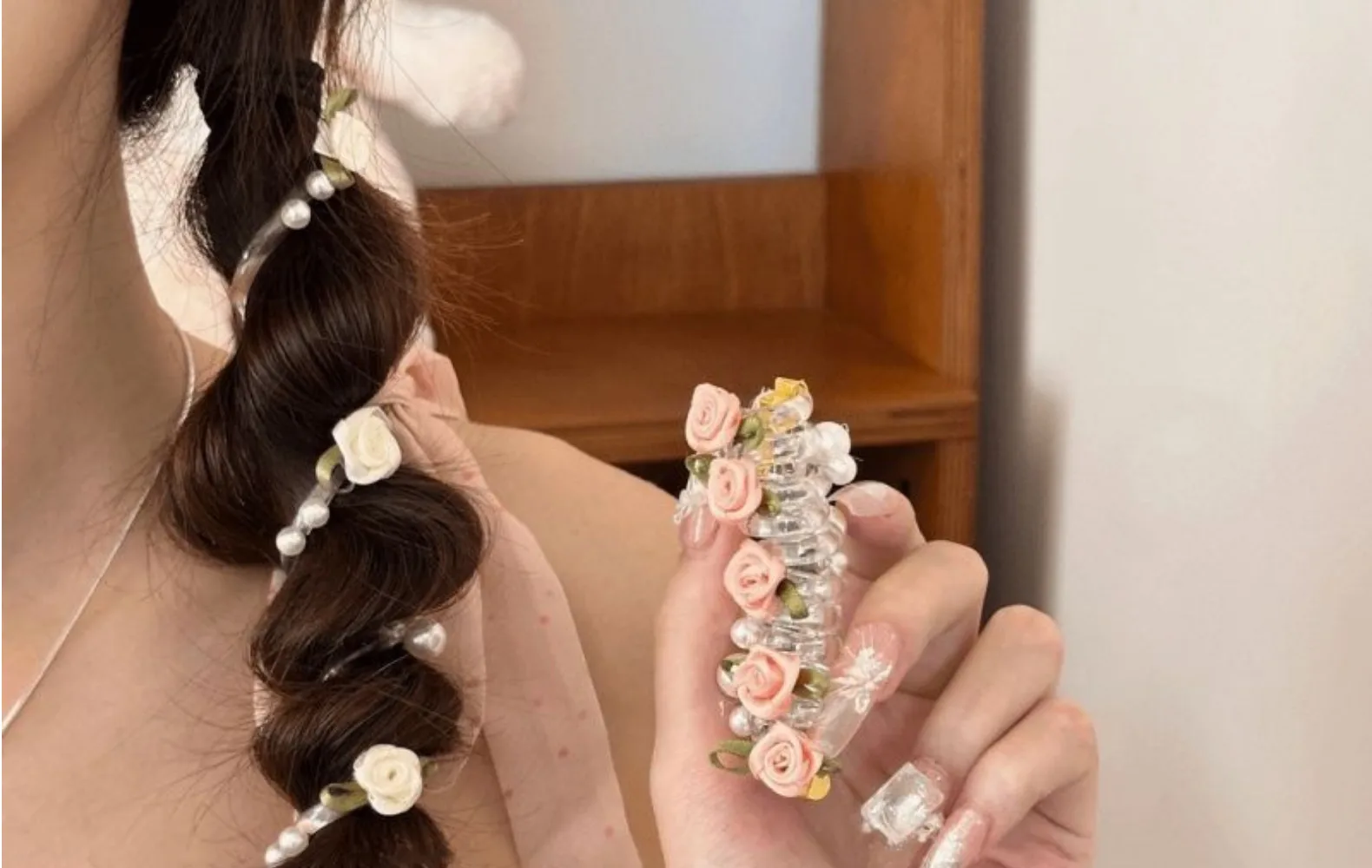 Anillo Para El Pelo De La Línea De Teléfono De La Rosa De La Mariposa Dulce, Artefacto De La Cola Del Caballo Del Bebé, Cuerda Para El Pelo De La Niña, Tocado De La Niña display picture 16