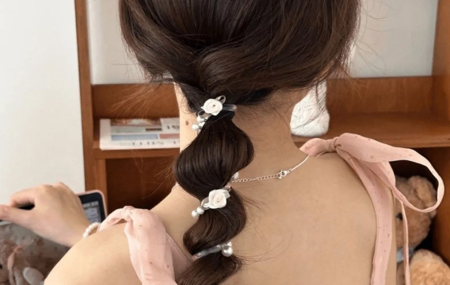 Anillo Para El Pelo De La Línea De Teléfono De La Rosa De La Mariposa Dulce, Artefacto De La Cola Del Caballo Del Bebé, Cuerda Para El Pelo De La Niña, Tocado De La Niña display picture 18