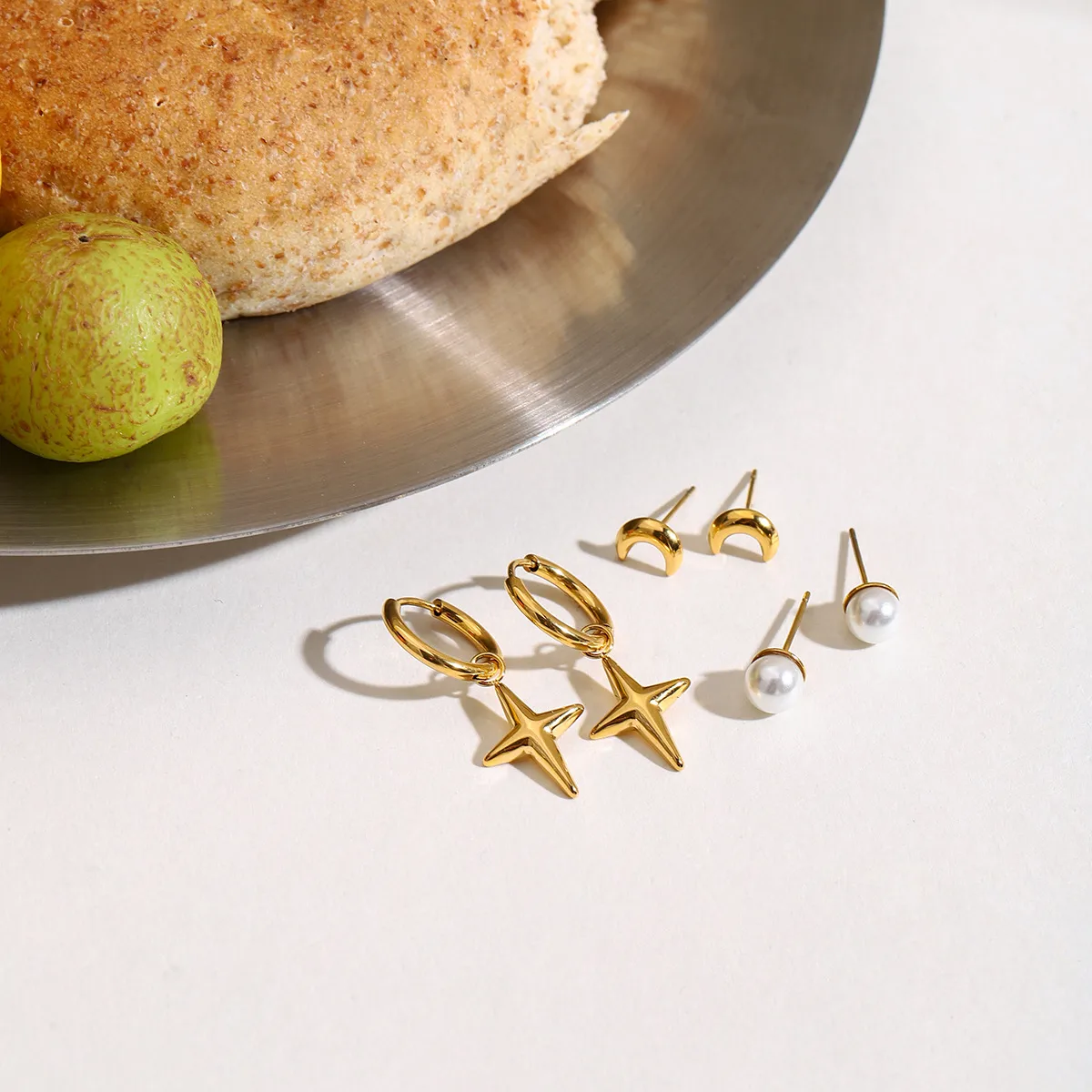 Geometric INS Style Stainless Steel Pentagram Quadrilateral Plating Earrings display picture 3