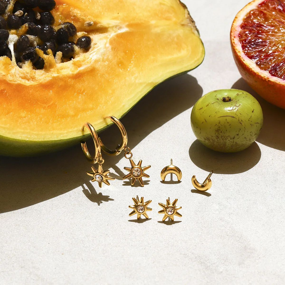 Géométrique Style INS Acier Inoxydable Pentacle Quadrilatère Placage Des Boucles D'Oreilles display picture 1