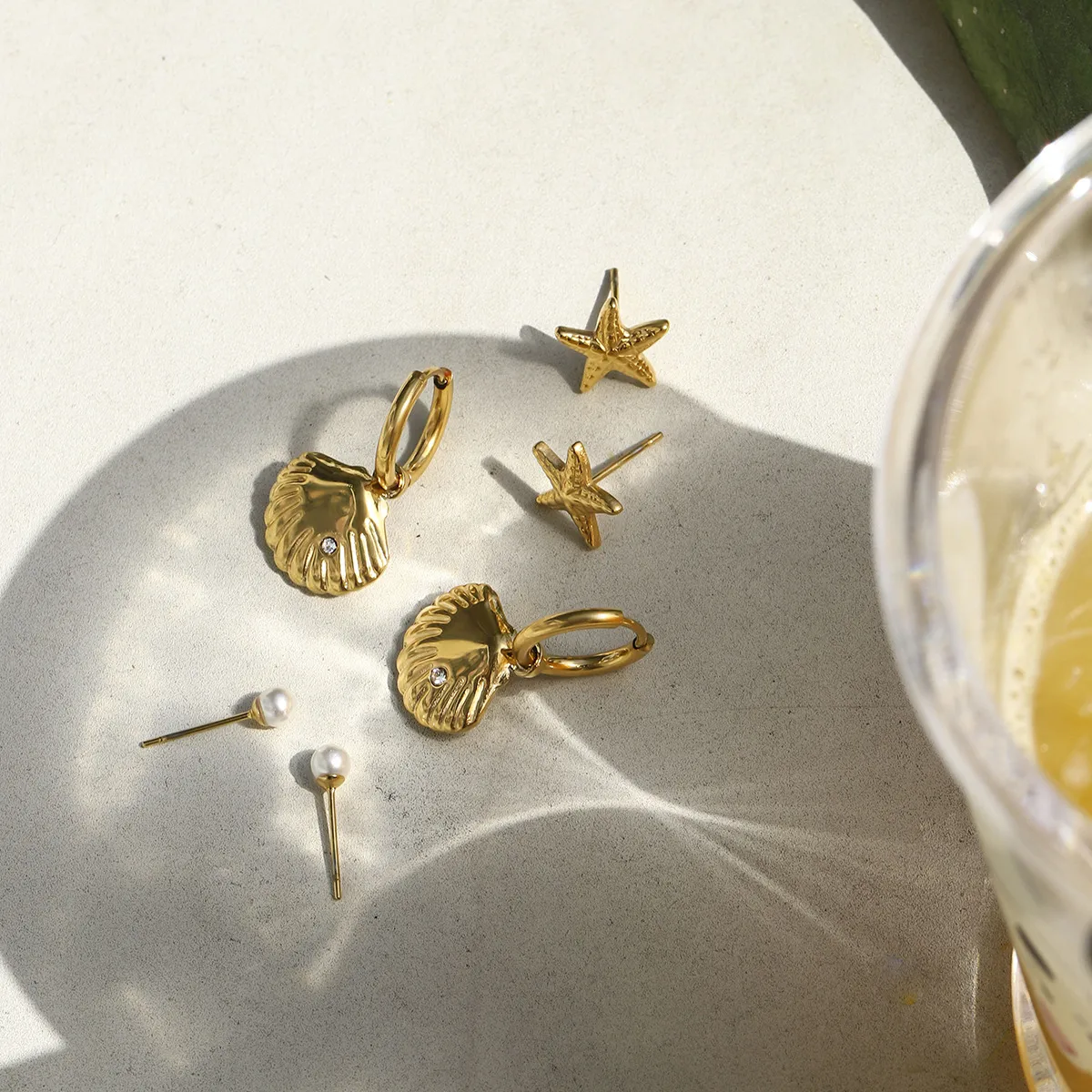 Géométrique Style INS Acier Inoxydable Pentacle Quadrilatère Placage Des Boucles D'Oreilles display picture 7