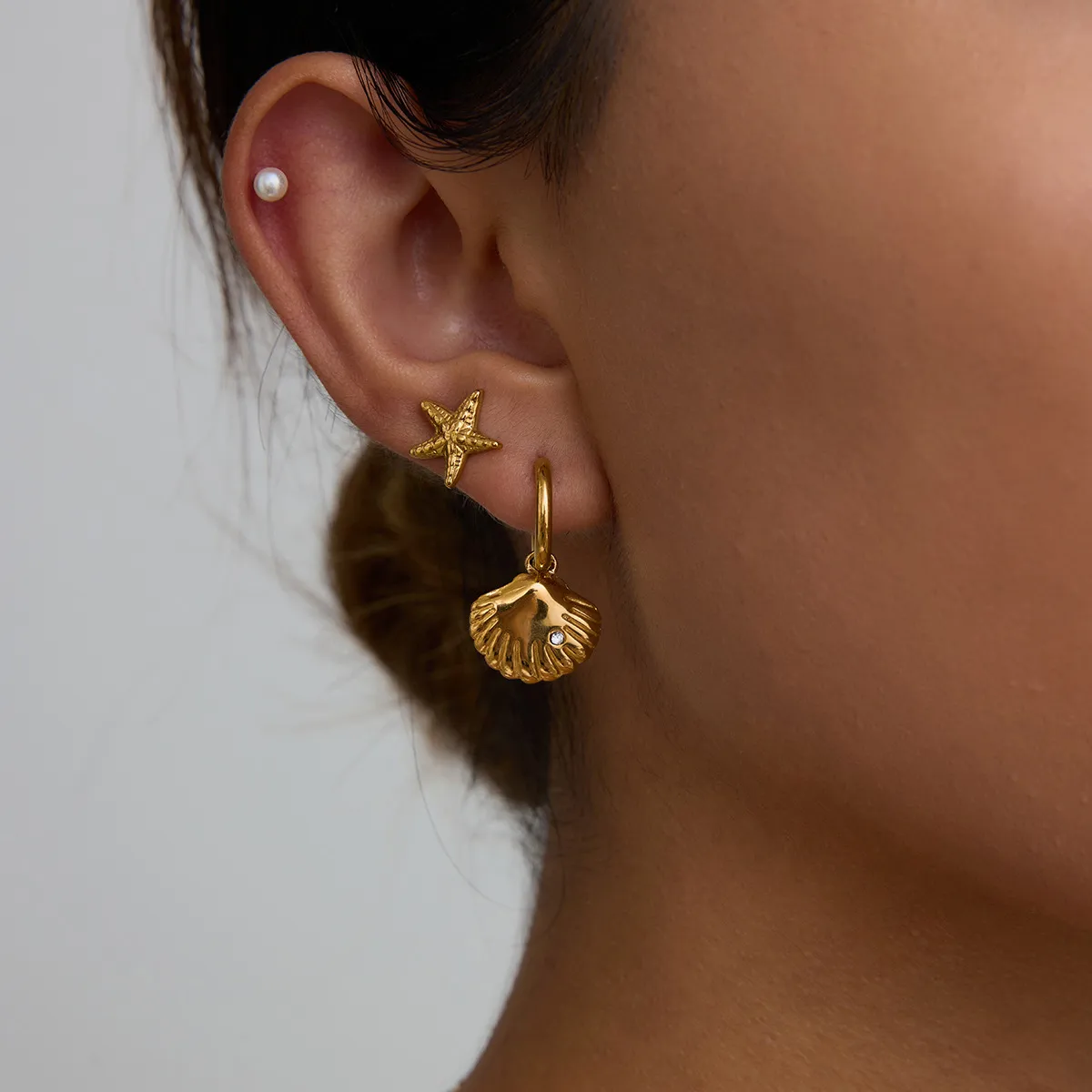 Geometric INS Style Stainless Steel Pentagram Quadrilateral Plating Earrings display picture 8