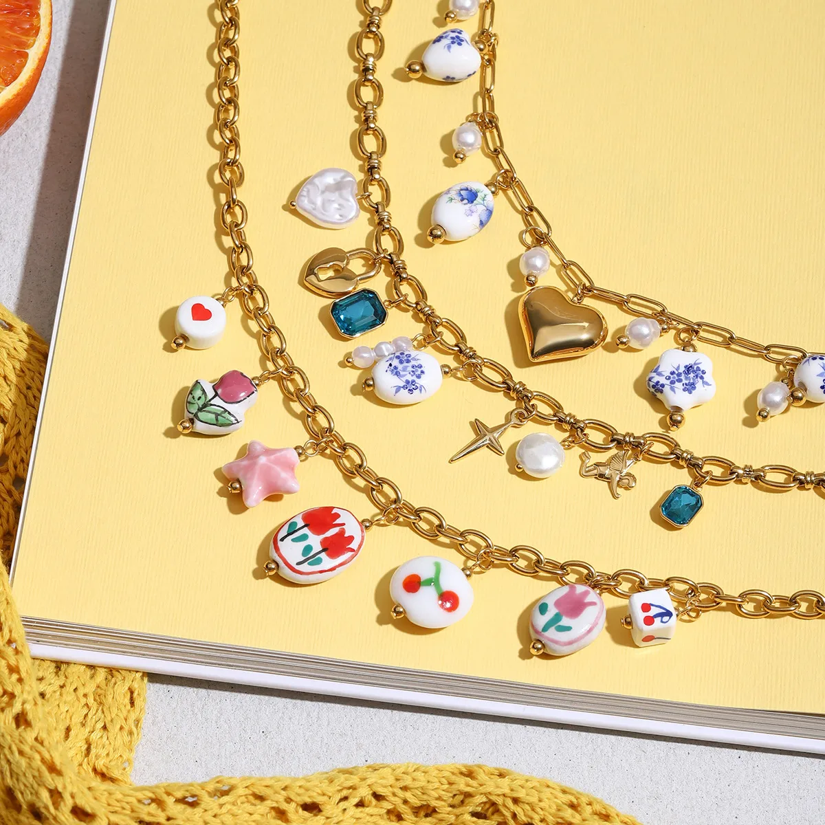 Impression Style INS Acier Inoxydable Acier Au Titane Collier Star Placage Fermeture À Boucle De Type Homard display picture 4