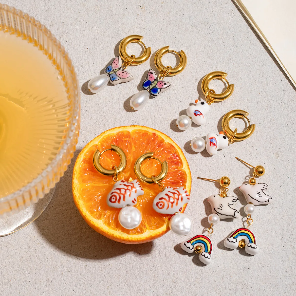 Géométrique Style INS Acier Inoxydable Anneau Placage Des Boucles D'Oreilles display picture 2