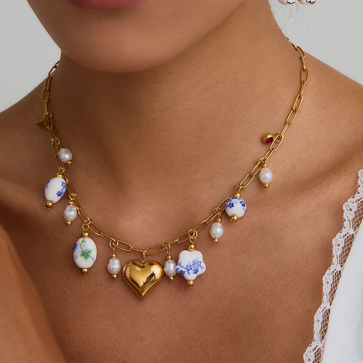 Impresión Estilo INS Acero Inoxidable Acero Titanio Collar Estrella Enchapado Cierre Con Gatillo De Langosta display picture 7