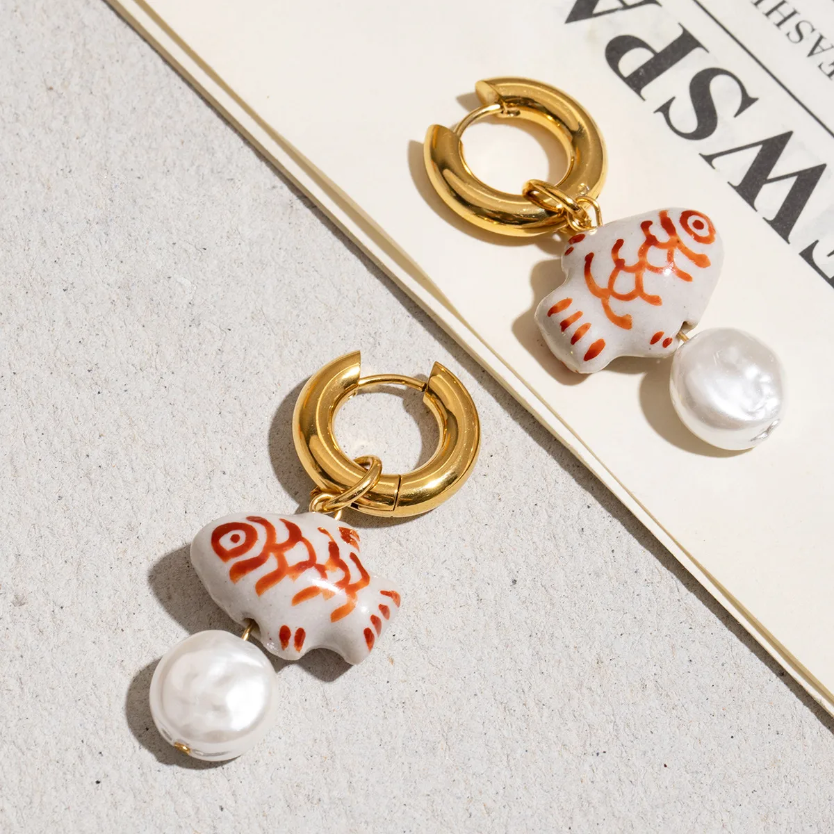 Géométrique Style INS Acier Inoxydable Anneau Placage Des Boucles D'Oreilles display picture 3