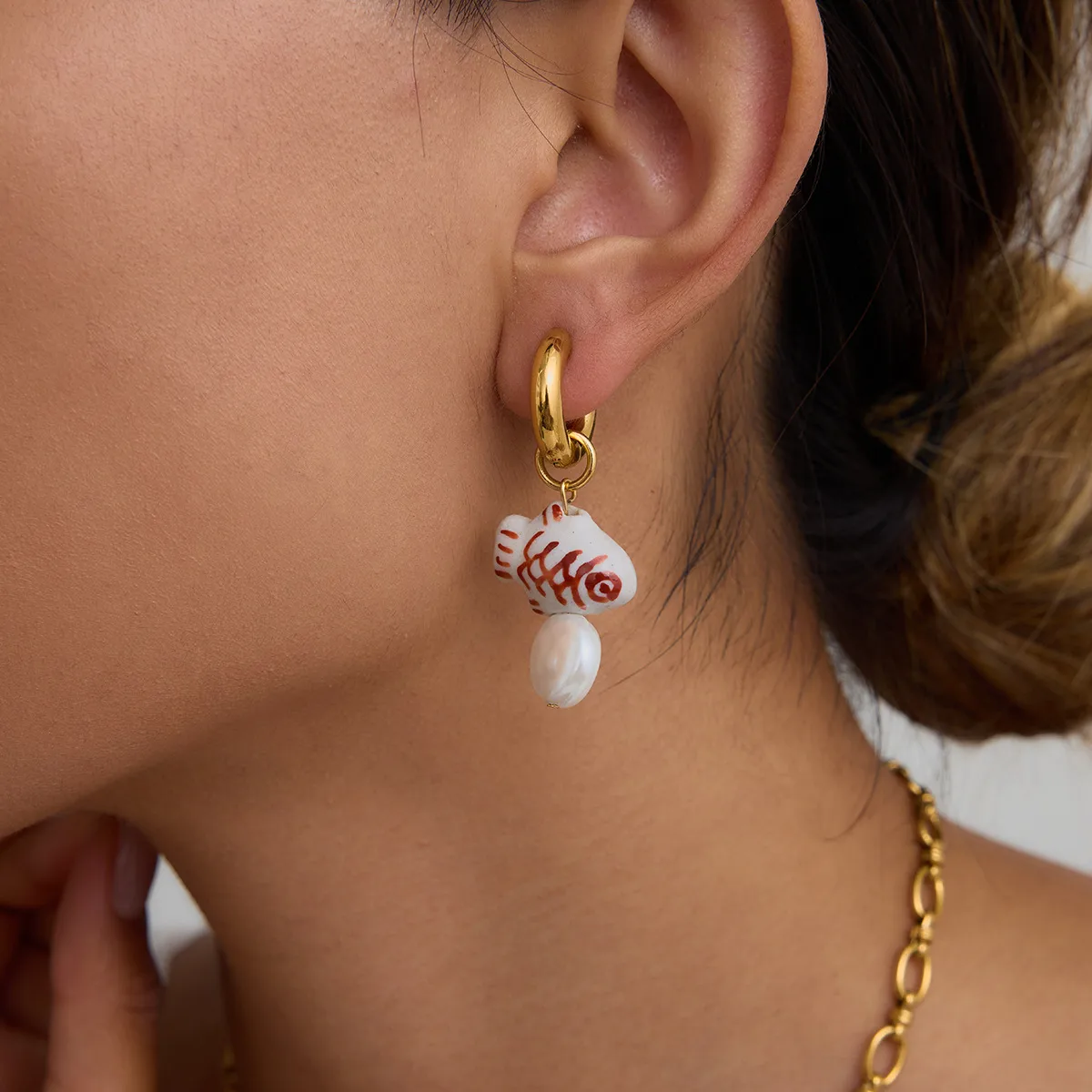 Géométrique Style INS Acier Inoxydable Anneau Placage Des Boucles D'Oreilles display picture 4