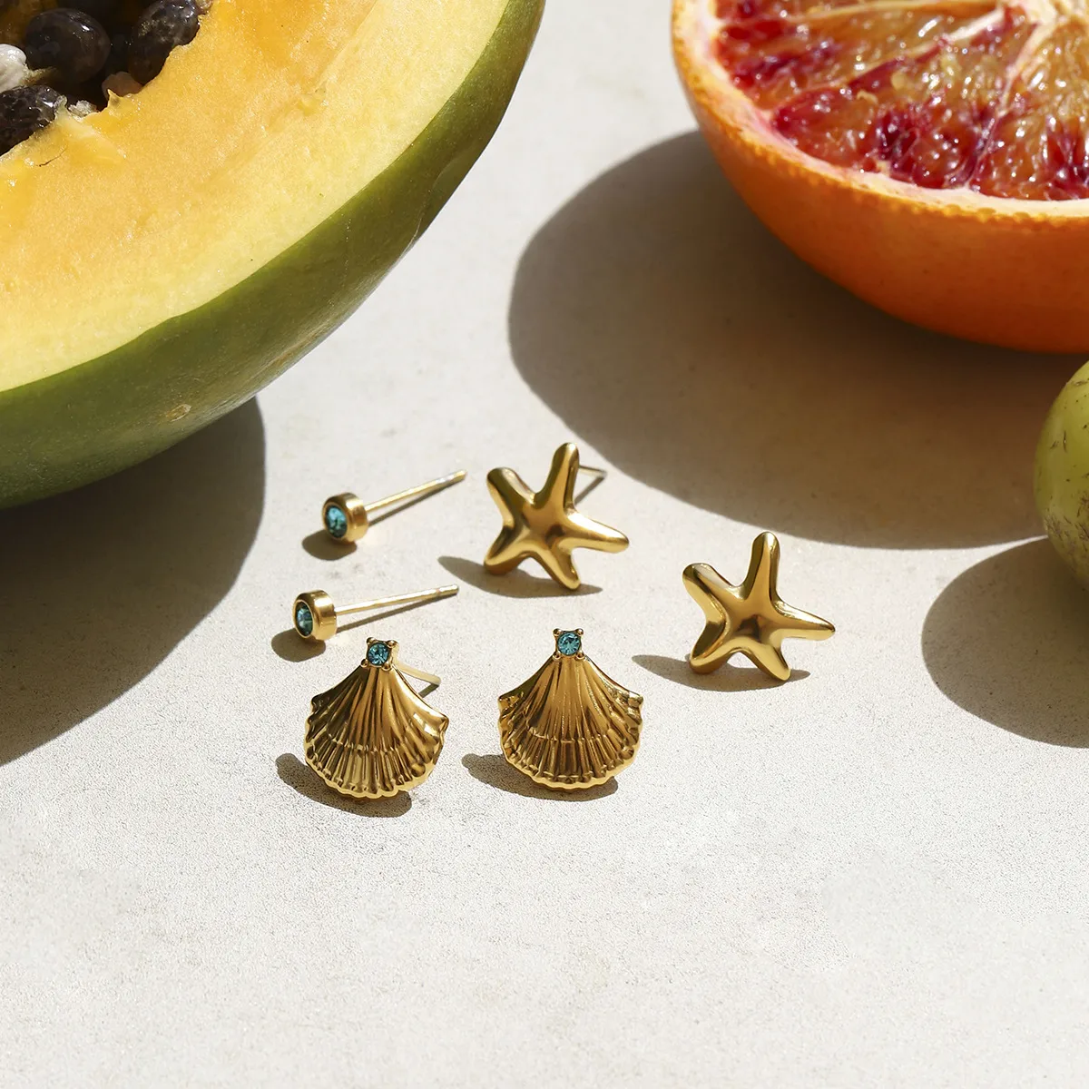 Geometric INS Style Stainless Steel Pentagram Quadrilateral Plating Earrings display picture 11