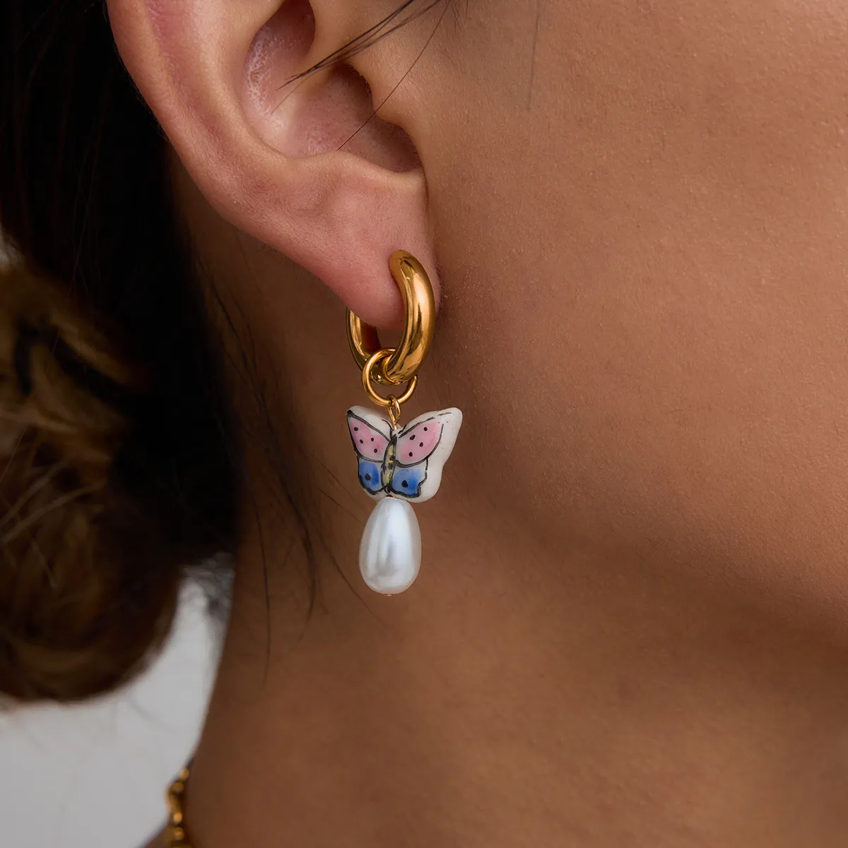 Géométrique Style INS Acier Inoxydable Anneau Placage Des Boucles D'Oreilles display picture 6