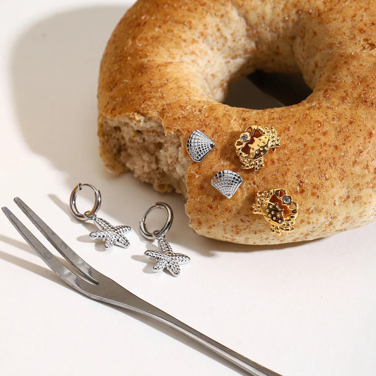 Geometric INS Style Stainless Steel Ring Plating Earrings display picture 3