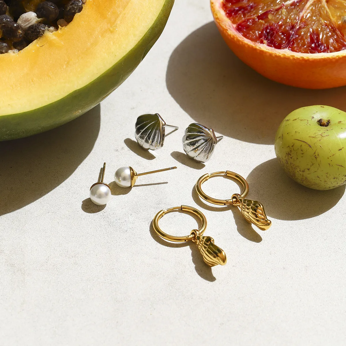 Géométrique Style INS Acier Inoxydable Pentacle Quadrilatère Placage Des Boucles D'Oreilles display picture 15