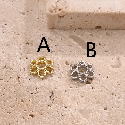 20 Pcs/paquet Trou 1~1.9mm Le Cuivre Plaqué Or 18K Or Blanc Plaqué Brillant Fleur Capuchons De Perles En Forme De Fleur display picture 5
