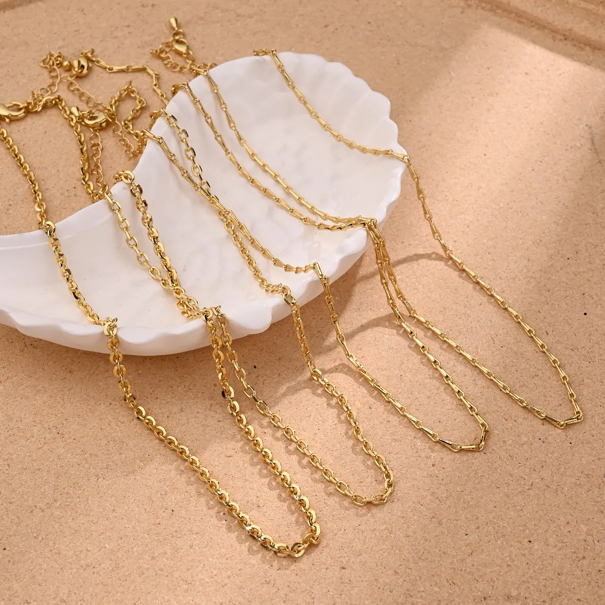 1 Strand/Package Polished Copper 18K Gold Plated O-shaped Necklace Handmade Chain Cable Chain DIY Jewelry Accessories Chain display picture 1