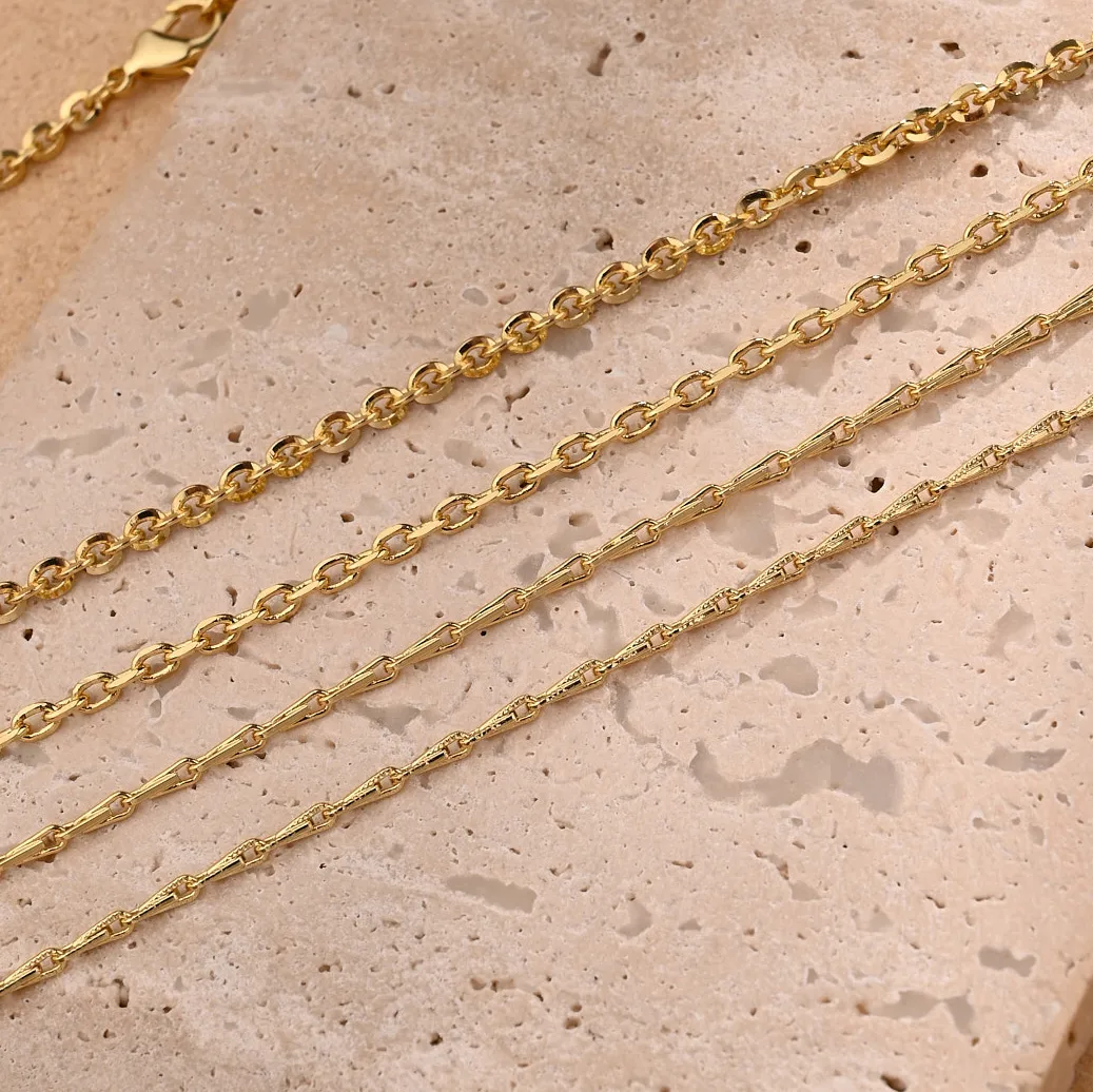 1 Strand/Package Polished Copper 18K Gold Plated O-shaped Necklace Handmade Chain Cable Chain DIY Jewelry Accessories Chain display picture 3