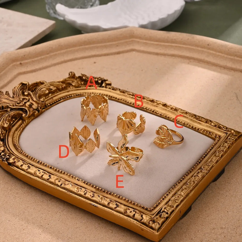 Maple Leaf Leaves Heart Shape Casual Elegant Exaggerated 304 Stainless Steel Open Rings display picture 4