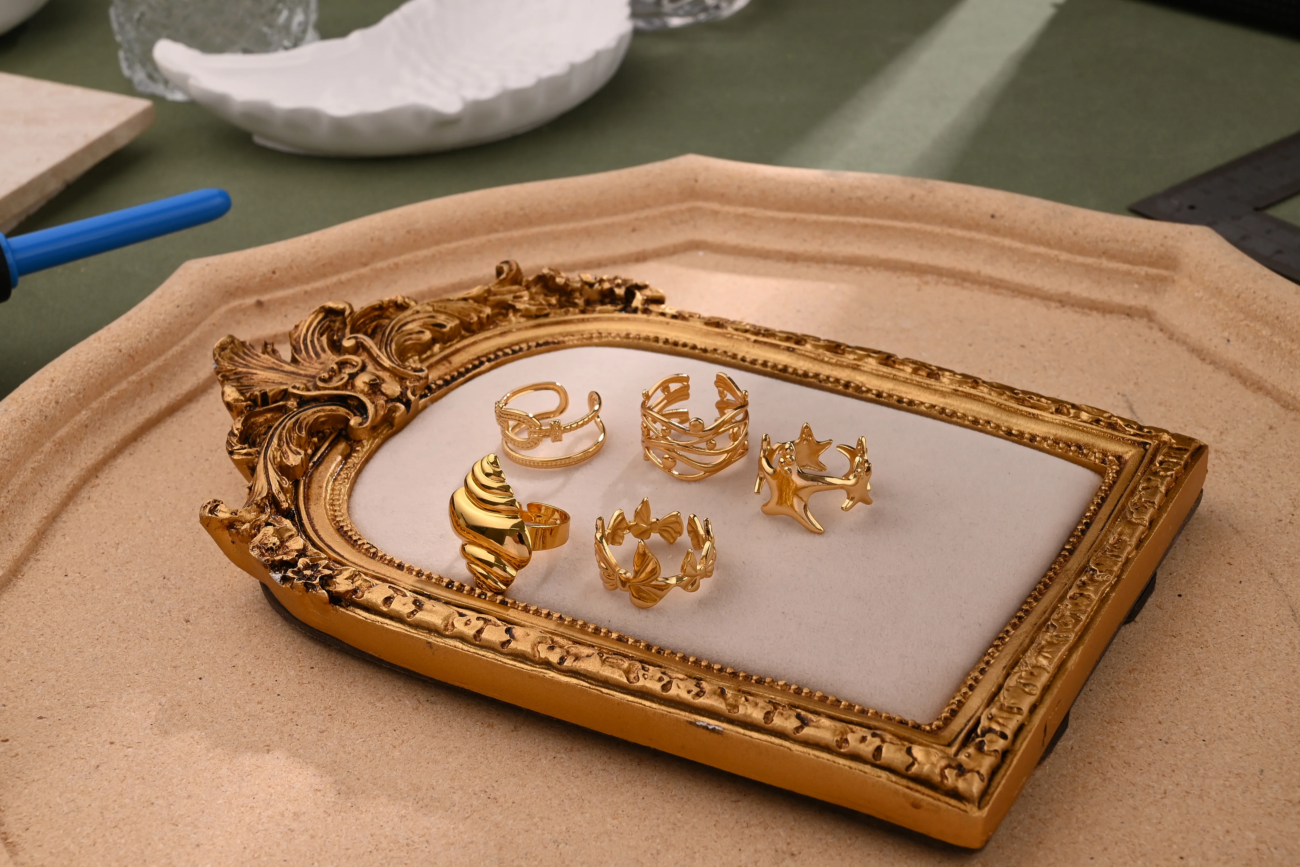 Estrella De Mar Concha Líneas Casual Elegante Dulce Acero Inoxidable 304 Anillos Abiertos display picture 1