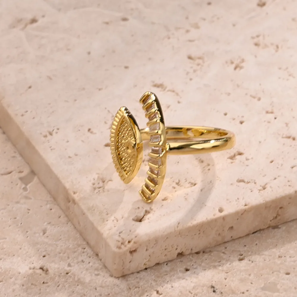 Huit Awn Étoiles Œil Décontractée Style Moderne Le Cuivre Plaqué Or 18K Anneau Ouvert Polissage display picture 4