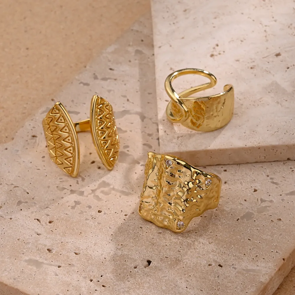 Geometry Casual Modern Style Copper 18K Gold Plated Open Rings Polishing display picture 2