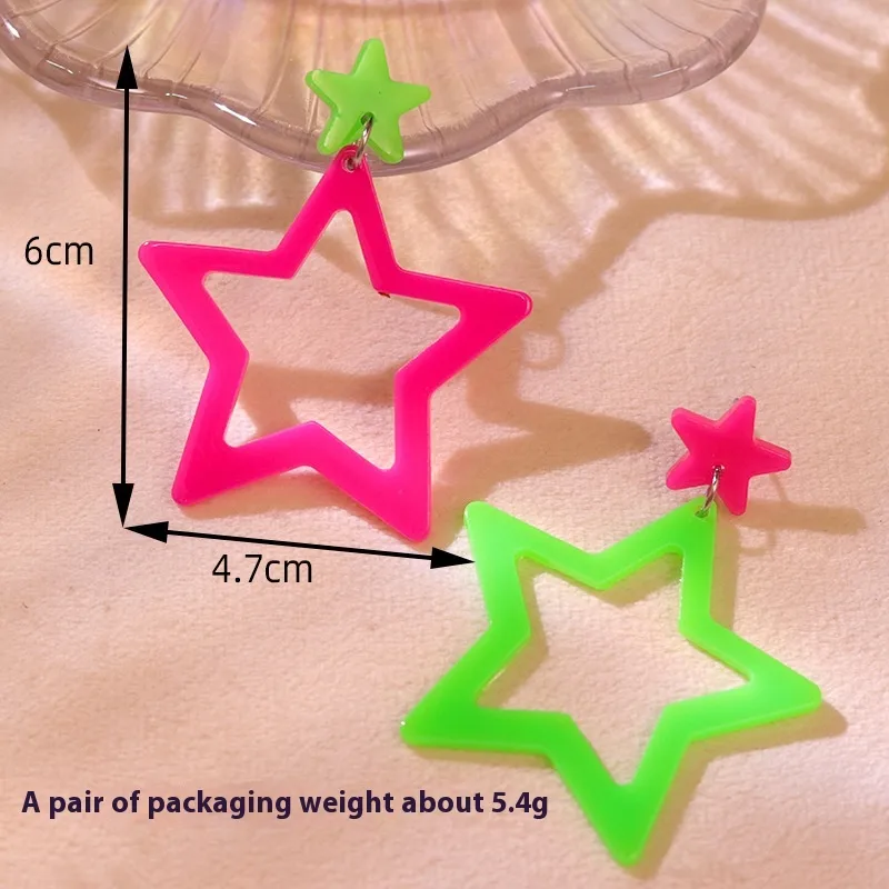 1 Pair Pentagram Cute Acrylic Drop Earrings display picture 1