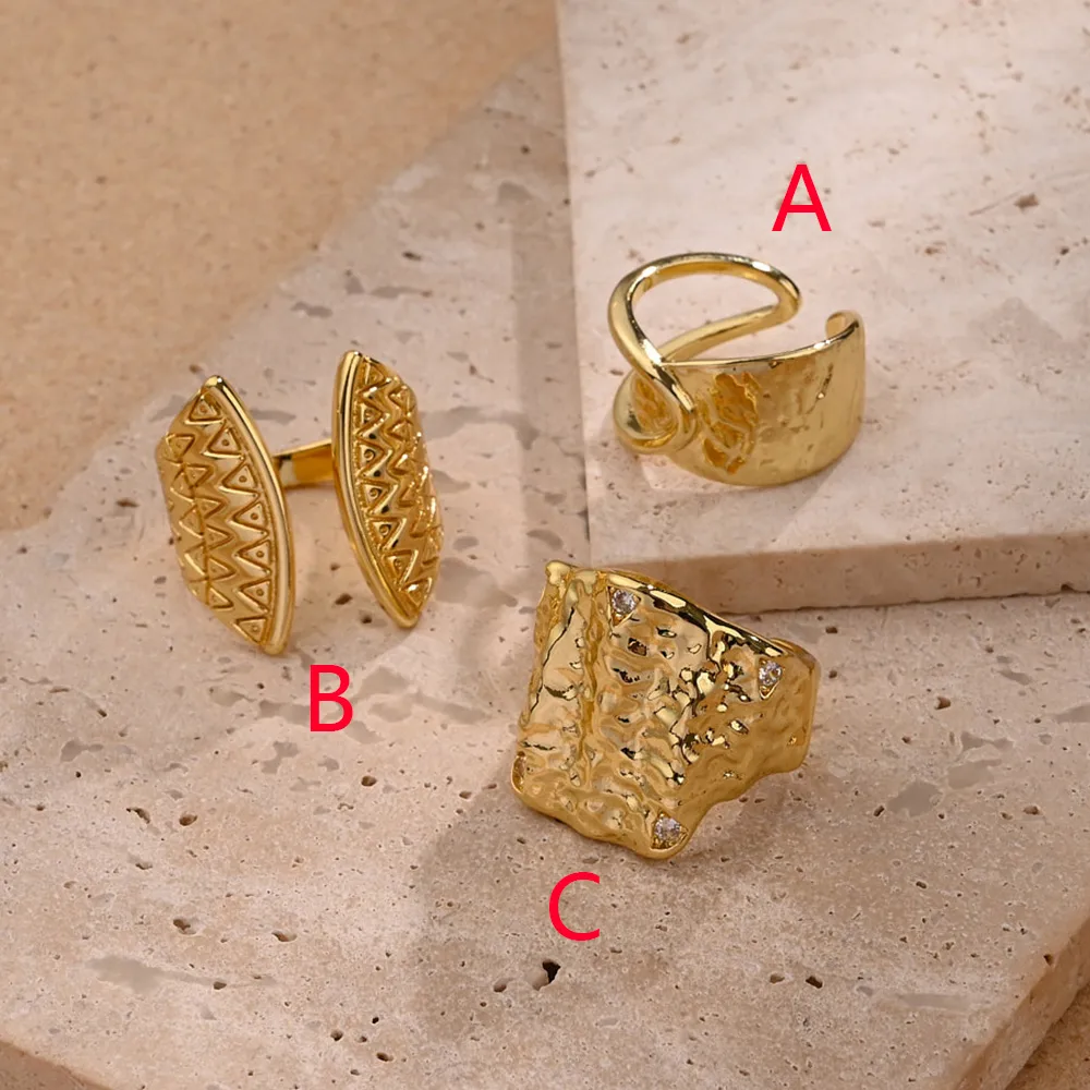 Géométrie Décontractée Style Moderne Le Cuivre Plaqué Or 18K Anneau Ouvert Polissage display picture 4