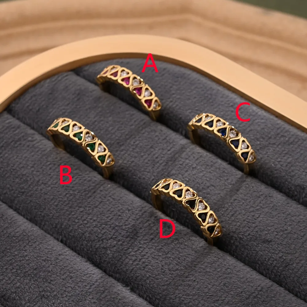 Red Heart Casual Modern Style Zircon Copper 18K Gold Plated Open Rings Polishing display picture 2