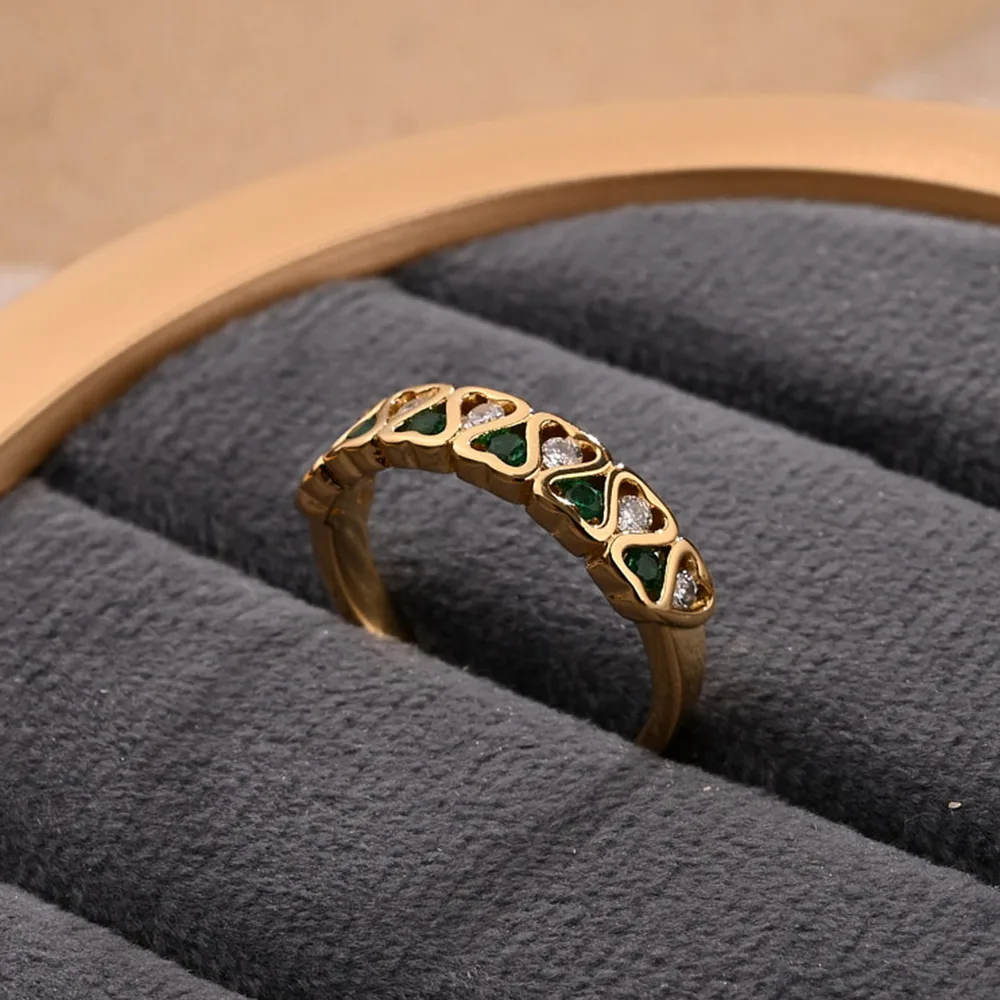 Coeur Rouge Décontractée Style Moderne Zircon Le Cuivre Plaqué Or 18K Anneau Ouvert Polissage display picture 4