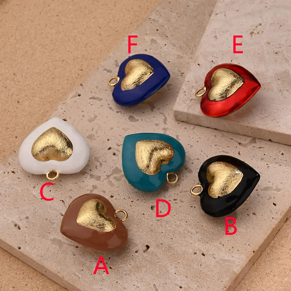 1 Pc/paquete Cobre Chapados En Oro De 18K Pulido Corazón Rojo Colgante display picture 2