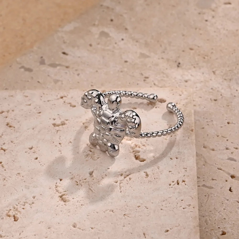Tortuga Casual Estilo Moderno Cobre Chapados En Oro De 18K Blanco Oro Plateado Anillos Abiertos Pulido display picture 4