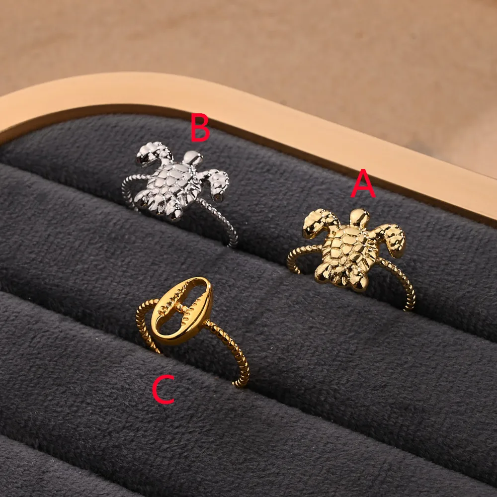 Turtle Casual Modern Style Copper 18K Gold Plated White Gold Plated Open Rings Polishing display picture 2