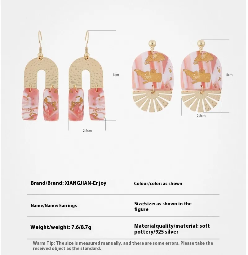 1 Pair U Shape Stripe Beach Simple Style Alloy Soft Clay Drop Earrings display picture 1