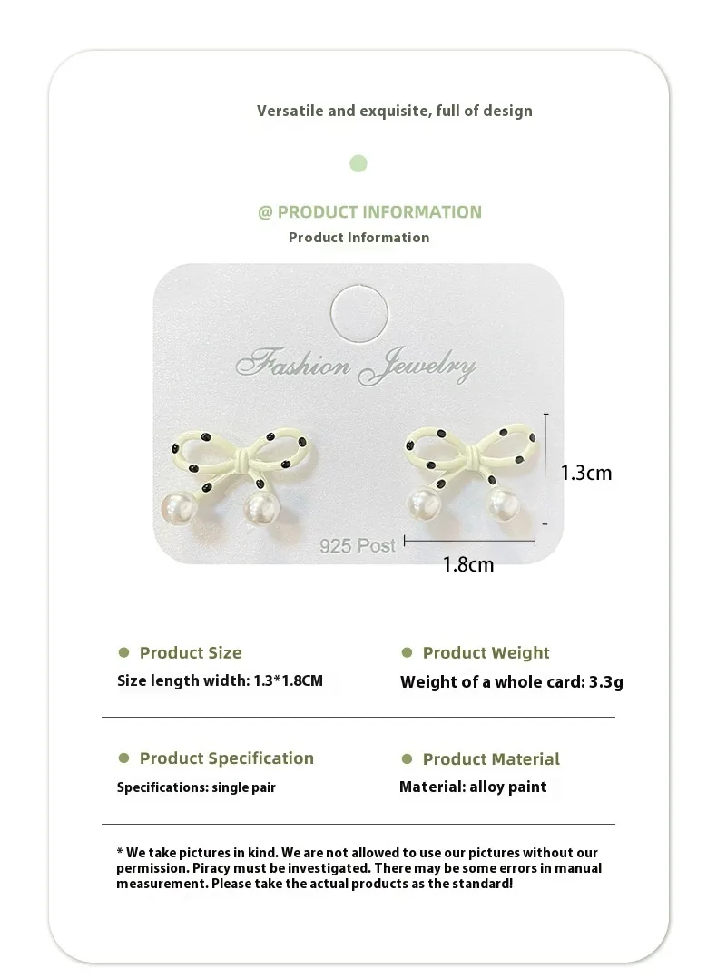 1 Paire Noeud D'Arc Sucré Alliage Émail Boucles D'Oreilles display picture 1